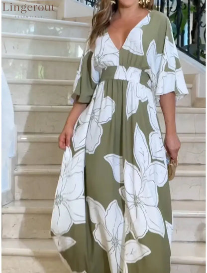 Women’s Summer Casual Boho Dress Floral V Neck Tassel Bohemian Midi Dresses