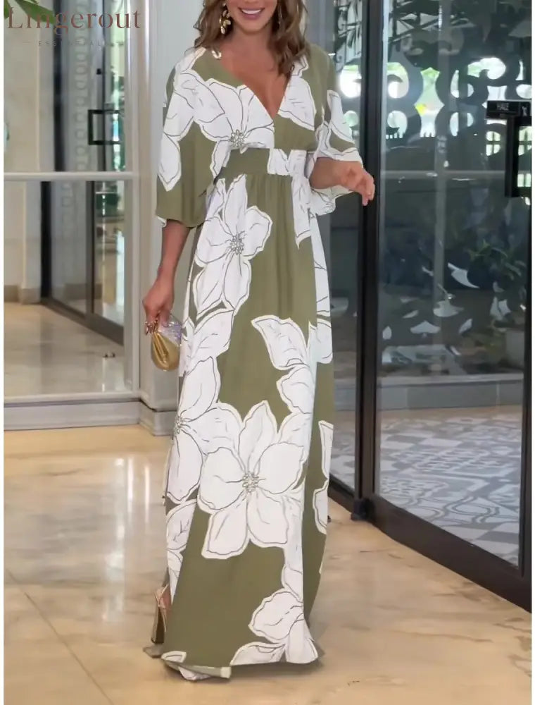 Women’s Summer Casual Boho Dress Floral V Neck Tassel Bohemian Midi Dresses
